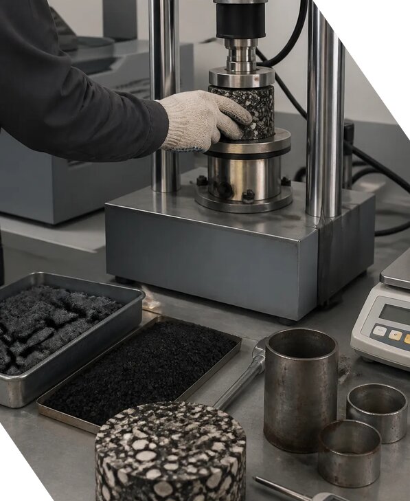 Лабораторное испытание асфальтобетонной смеси в Челябинске